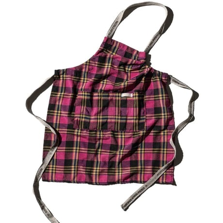 RECYCLE COTTON CHECK APRON  Pink