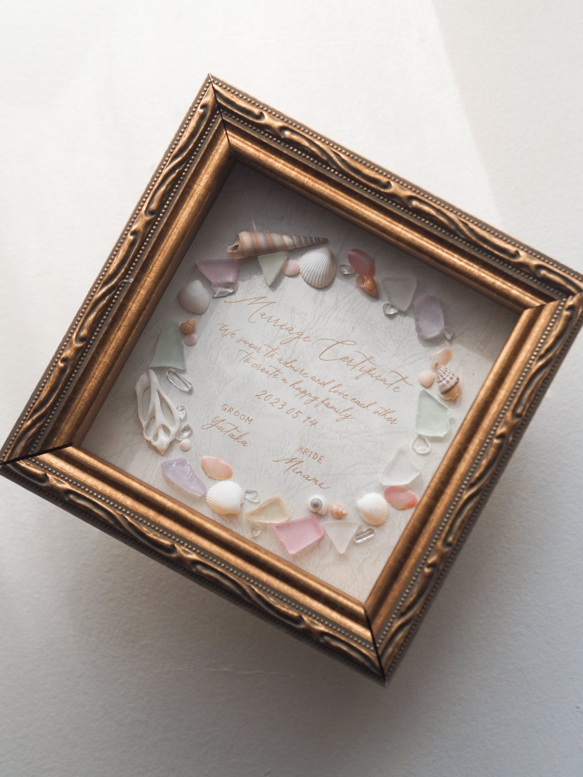 chiiiさま用♡ ウェディング 結婚証明書 ウェルカムスペース C-4 SEA GLASS + SHELL 結婚証明書 pink | PRIMULA store