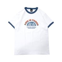 belyni Life is Tough ringer TEE - White/Denim