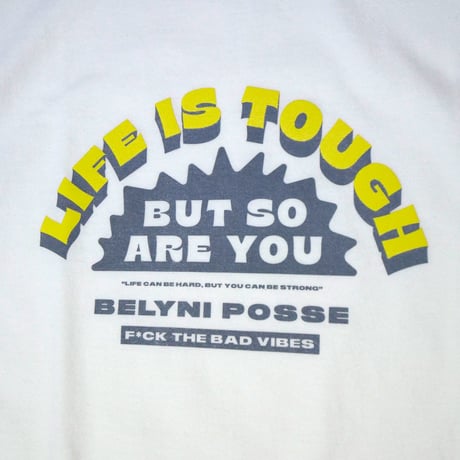 belyni Life is Tough ringer TEE - White/Gray