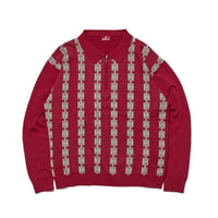 CHAIN HALF ZIP KNIT SWEATER - Burgundy
