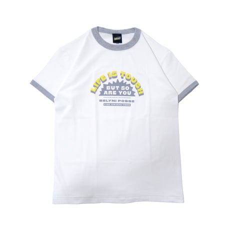 belyni Life is Tough ringer TEE - White/Gray