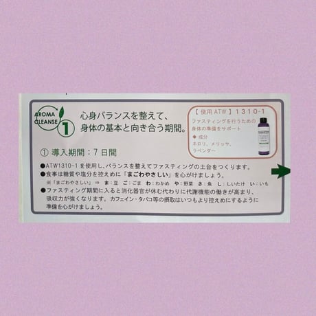アロマクレンズセット（３週間デトックスプログラム、フォロー付き）