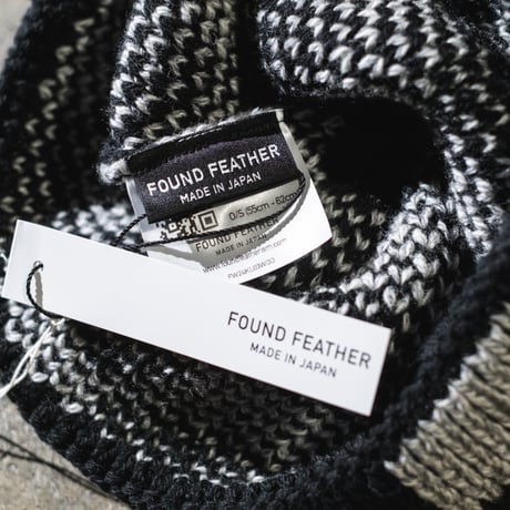 FOUND FEATHER - Knit Line Checker Beanie - Italian Donegal Wool