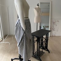 STRIPE cotton linen "HOLLOW" skirt
