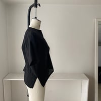 BLACK linen "HOLLOW" blouse