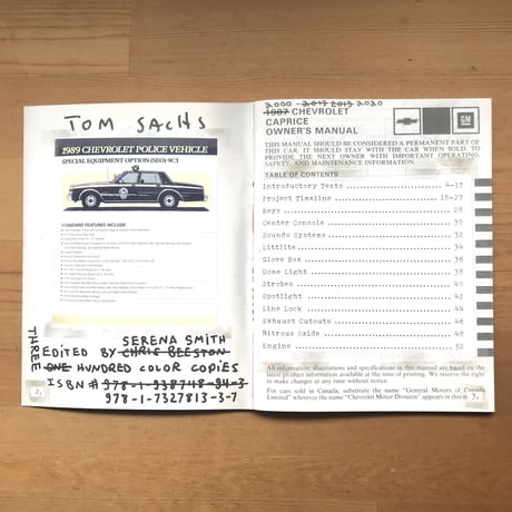 TOM SACHS "Caprice Owner's Manual (3rd)"
