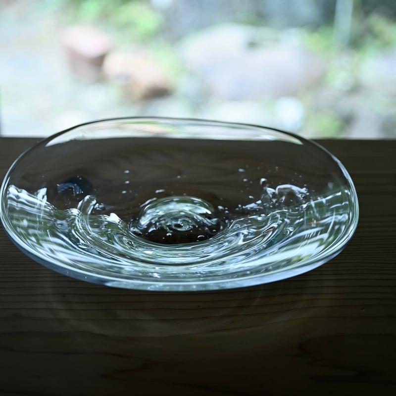 ゆらぎの硝子 24cm 皿 | さ ざ 波 硝 子 店