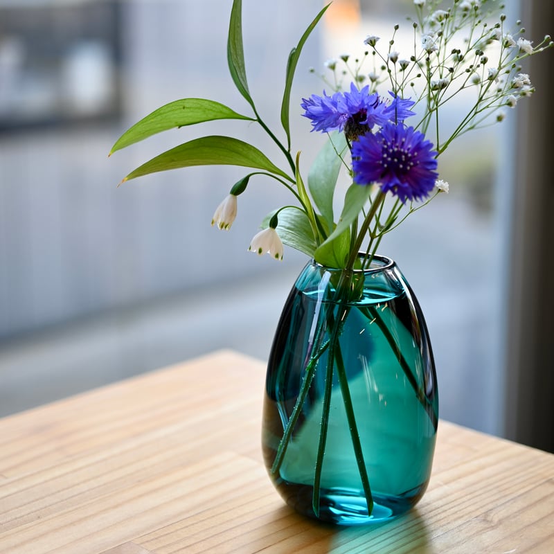 ゆらゆら花瓶 ディープブルー | さ ざ 波 硝 子 店