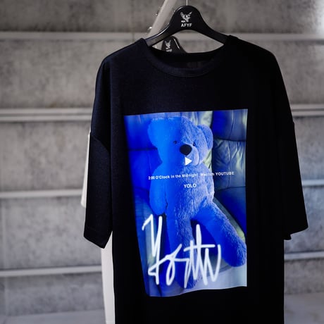 【AFYF】 MESH OVERSIZED 転写PRINT T SHIRT [BK-YOUTUBE]