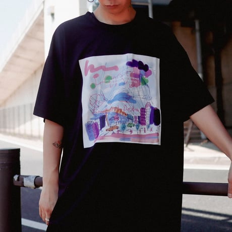 【AFYF】 MESH OVERSIZED 転写PRINT T SHIRT [BK-UTOPIA]