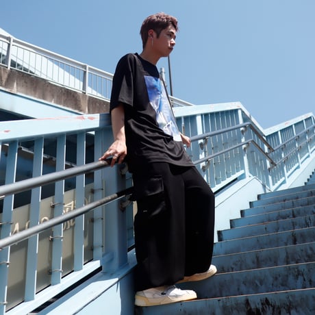 【AFYF】 MESH OVERSIZED 転写PRINT T SHIRT [BK-YOUTUBE]