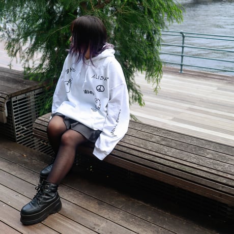 【AFYF ON GILDAN社】 SOUVENIR HOODED SW3 [WHITE-ALISA FLOWER]