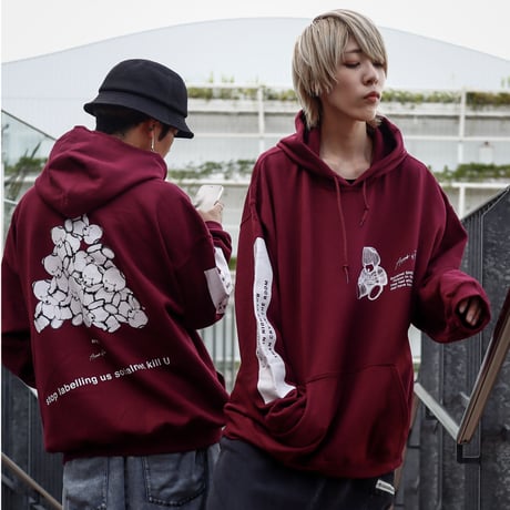 【AFYF ON GILDAN社】 DARK BEAR HOODED SW [MAROON-TSUMUTSUMU]
