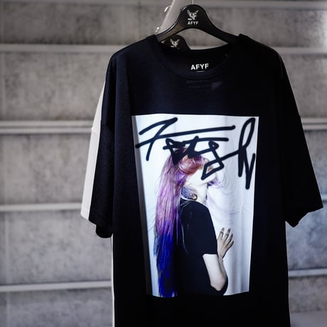【AFYF】 MESH OVERSIZED 転写PRINT T SHIRT [BK-HAIR ]