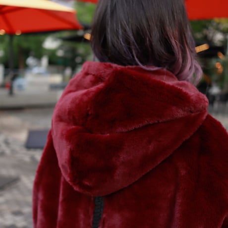 【AFYF】FUR ZIP PK [DK WINE］