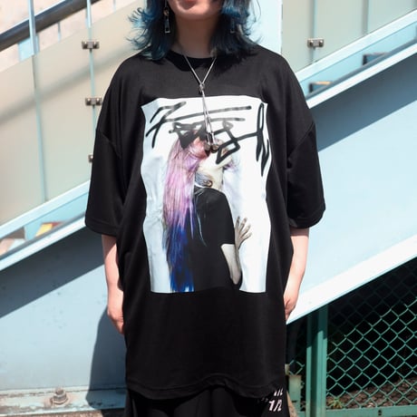 【AFYF】 MESH OVERSIZED 転写PRINT T SHIRT [BK-HAIR ]