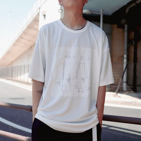 【AFYF】 MESH OVERSIZED 転写PRINT T SHIRT [WH-DRAWFET]