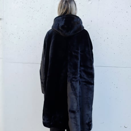 【AFYF】ASYME ZIP PARKA [FUR BLK］