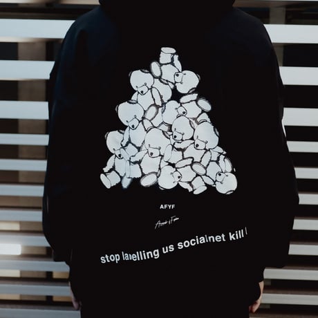 【AFYF ON GILDAN社】DARK BEAR HOODED SW [BLACK-TSUMUTSUMU]