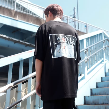 【AFYF】 MESH OVERSIZED 転写PRINT T SHIRT [BK-BASS&GU]