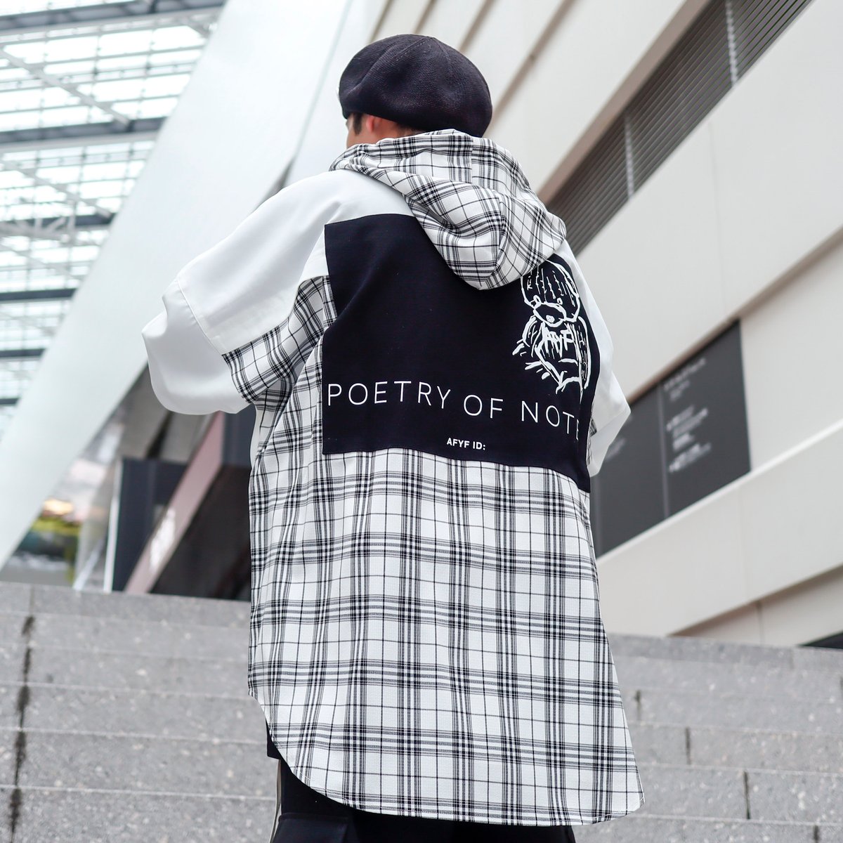 AFYF】 MIX HOOD SHIRT [CHECK WHT] | rovtski ロフト