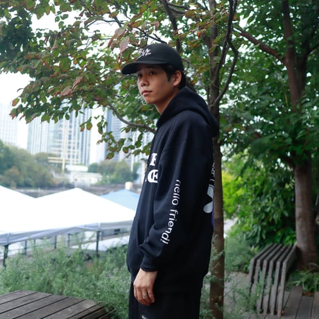 【AFYF ON GILDAN社】 SOUVENIR HOODED SW3 [BLACK-BEAR FLOWER]