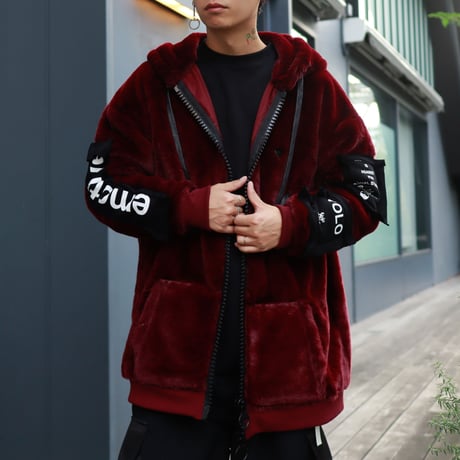 【AFYF】FUR ZIP PK [DK WINE］