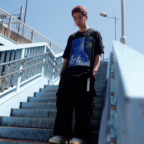 【AFYF】 MESH OVERSIZED 転写PRINT T SHIRT [BK-YOUTUBE]