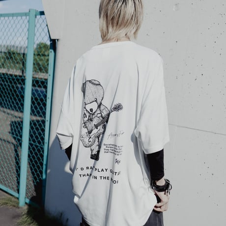 【AFYF】MESH TRPRINT SS TEE [WHT-GUITAR]