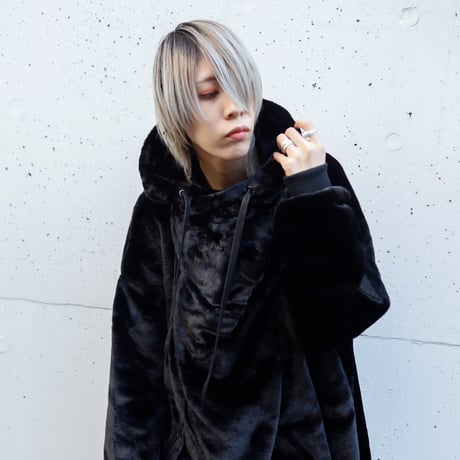【AFYF】ASYME ZIP PARKA [FUR BLK］