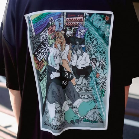 【AFYF】 MESH OVERSIZED 転写PRINT T SHIRT [BK-LIVEHOU]