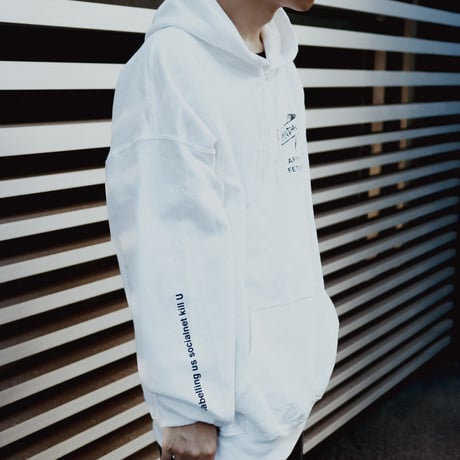 【AFYF ON GILDAN社】 SOUVENIR HOODED SW2 [WHT-LIVE IN THE DARK]