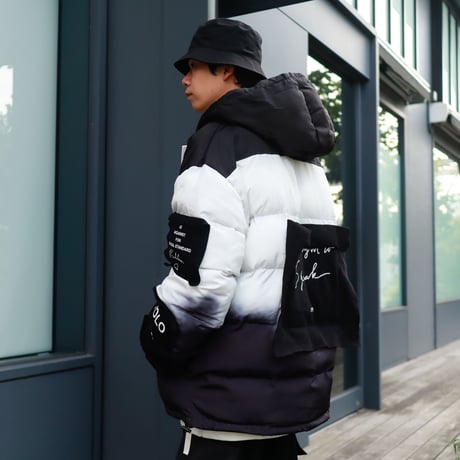 【AFYF】TAPING PACHING WINTER JACKET［グラデBLK］