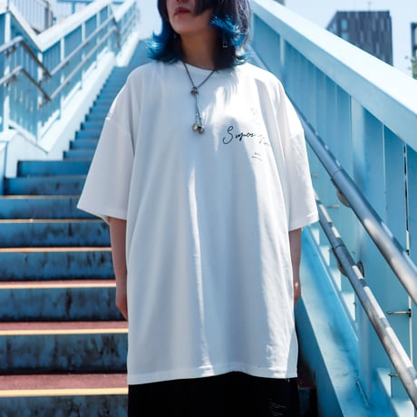 【AFYF】 MESH OVERSIZED 転写PRINT T SHIRT [WH-BASS&GU]