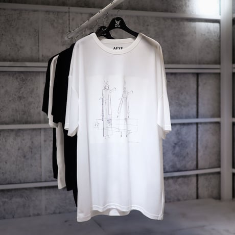 【AFYF】 MESH OVERSIZED 転写PRINT T SHIRT [WH-DRAWFET]