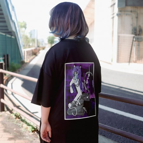 【AFYF】 MESH OVERSIZED 転写PRINT T SHIRT [BK-SELFIE]