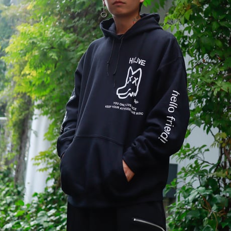 【AFYF ON GILDAN社】 SOUVENIR HOODED SW1 [BLACK-PEKEDOG]