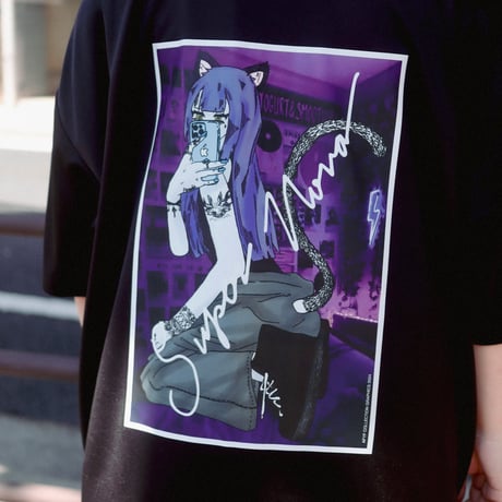 【AFYF】 MESH OVERSIZED 転写PRINT T SHIRT [BK-SELFIE]