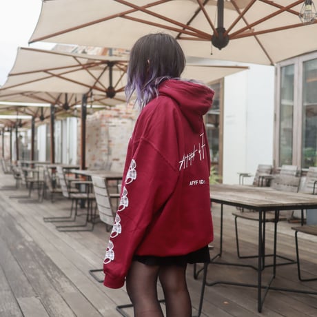 【AFYF ON GILDAN社】 DARK BEAR HOODED SW [MAROON-SLEEVE BEAR]