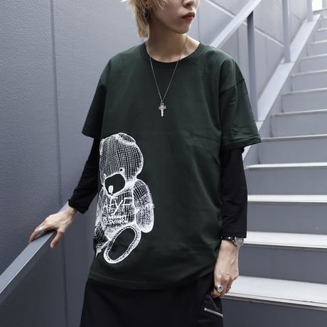 【AFYF ON GILDAN社】 RAINBOW BEAR T SHIRT [FOREST]