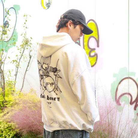 【AFYF ON GILDAN社】 SOUVENIR HOODED SW3 [WHITE-DRUM BEAR]