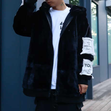 【AFYF】FUR ZIP PK [BLACK］