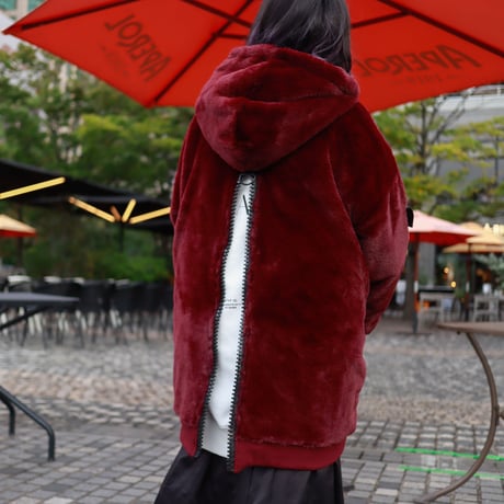 【AFYF】FUR ZIP PK [DK WINE］