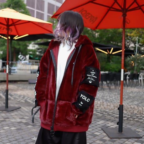 【AFYF】FUR ZIP PK [DK WINE］
