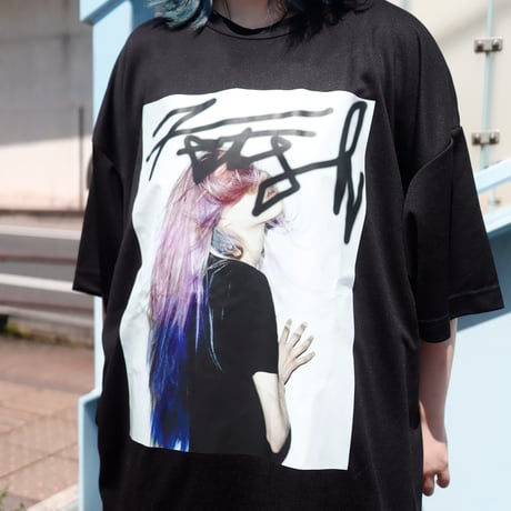 【AFYF】 MESH OVERSIZED 転写PRINT T SHIRT [BK-HAIR ]