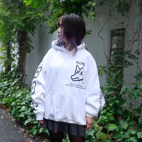 【AFYF ON GILDAN社】 SOUVENIR HOODED SW1 [WHITE-PEKEDOG]