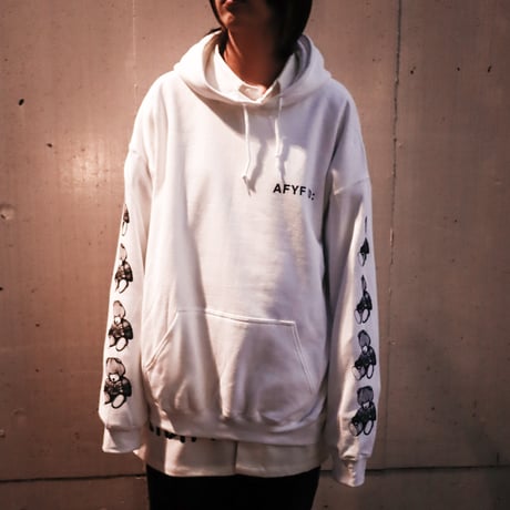 【AFYF ON GILDAN社】 DARK BEAR HOODED SW [WHITE-SLEEVE BEAR]