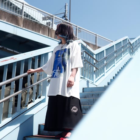 【AFYF】 MESH OVERSIZED 転写PRINT T SHIRT [WH-YOUTUBE]