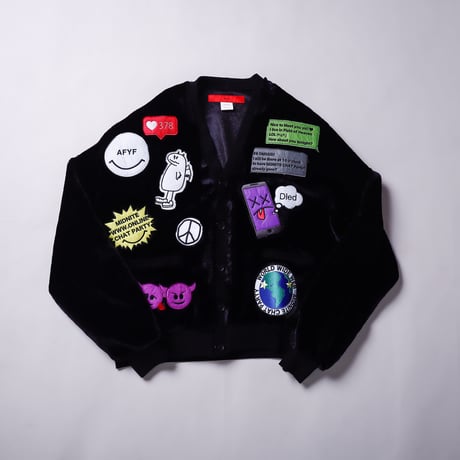 【AFYF】CHAT CARDIGAN SWEAT [FUR BLK］